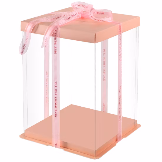 Caja de embalaje transparente de la sección mayorista para la forma de la torta Cajas de regalo de embalaje en forma de pastel de vacaciones de cumpleaños de boda transparente rosa blanco negro de lujo personalizado