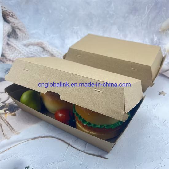 Caja de papel corrugado de envasado de alimentos desechables para hot dog y hamburguesa